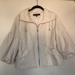 Ann Klein White Bubble Sleeve Jacket